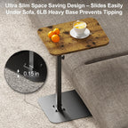 TV Tray Table Adjustable Height Swivel Couch Table with Heavy Metal Base | Slides Under Sofa, C-Shaped Side Table for Living Room, Bedroom, Bathroom, Study, and Small Spaces
