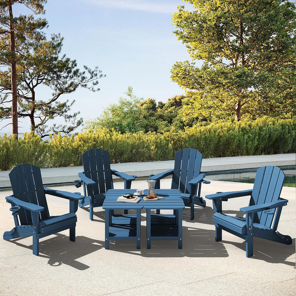 SERWALL Adirondack Table Outdoor Side Table- Blue
