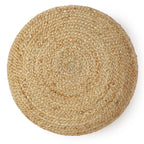 · REDEARTH · Jute Circular Low Pouf Ottoman - Boho Foot Stool - Natural | Jute, 18"x18"x10"; Braided Jute Pouf, Accent Sitting Doubles as Foot Rest; Great for Living Room, Patio, Outdoor, Bedroom