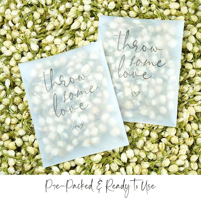 Rainbow Pana 50 Pack Prefilled Confetti Packets | Biodegradable Confetti, Dried Flower Petals | Real Flower Petals to Throw at Wedding, Glassine Bags Rose Wedding Send Off Ideas