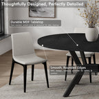 42"-58" Extendable Round Dining Table with Built-in Flip Leaf, Modern Oval Kitchen Table for 4-6, Space-Saving Small Room Furniture with Storage Shelf and X-Shaped Metal Base for Kitchen, Dining Room