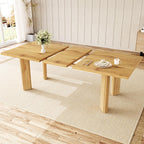 HIPIHOM Extendable Dining Table for 6-8, Space-Saving (Oak) | MDF Farmhouse Kitchen Table, Extends 63-78.7'', Seats 6-8, Space-saving for Kitchen, Dining & Living Room