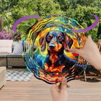 Dachshund Dog Wind Spinners Outdoor Dog Memorial Gifts, 3D Metal Kinetic Hanging Garden Wind Spinner, Spinner Decor, Wind Sculptures for Outdoor & Indoor, Window, Yard Decor (Dachshund 1)