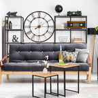 Relaxdays Side Table Set of 3, Stackable, 3 Sizes, Coffee Counter, Square, Metal, Living Room Decor, Brown/Black, Iron, 54 x 40 x 40 cm