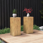 JIJIWANG 33.75" Square Living Room Side Table,Wood-Like Distressed Finish End Table,Decorative Coffee Tables for Indoor Outdoor Usage,Space Saving Furniture,Natural