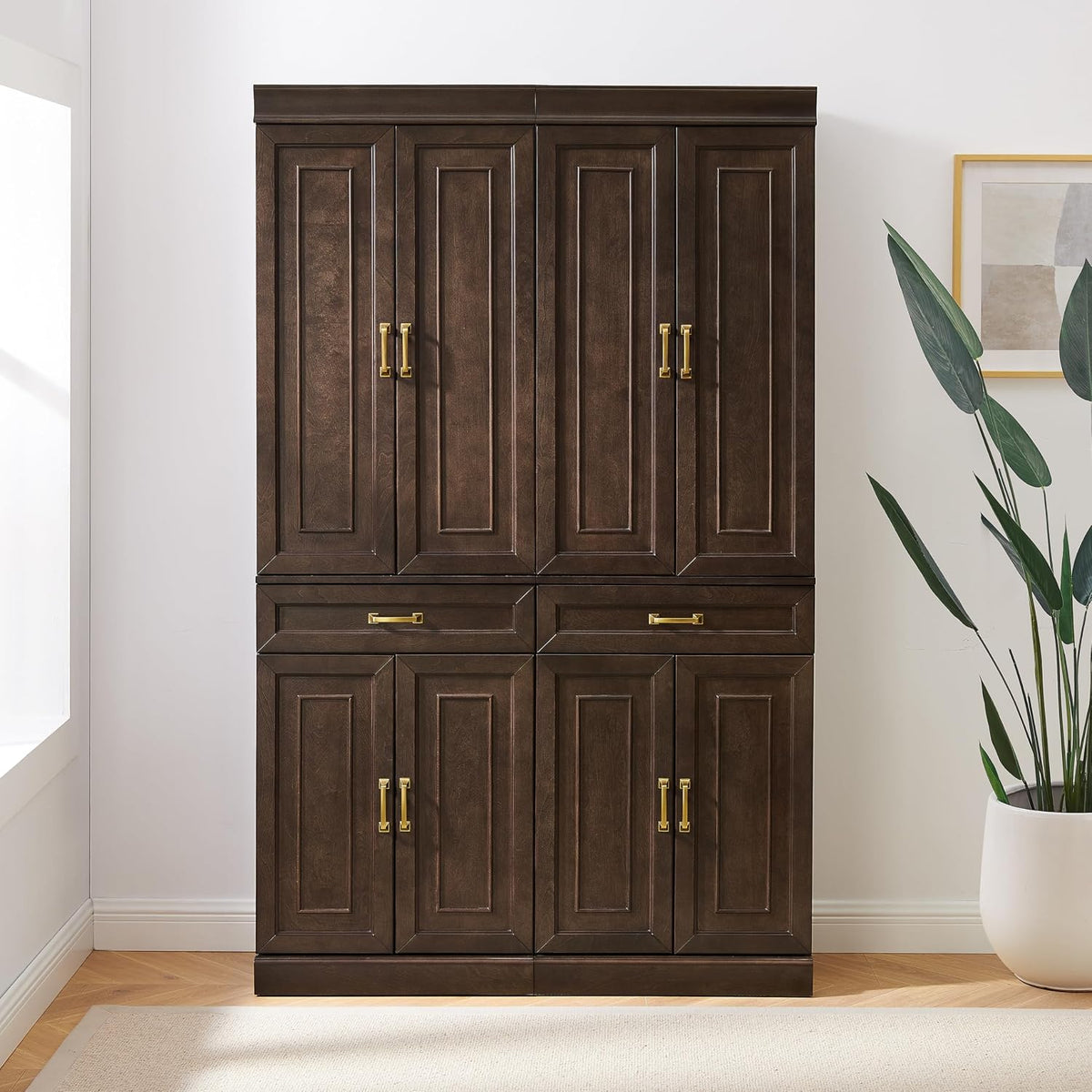 Crosley Furniture Stanton 2-Piece Pantry Storage Cabinet Set with Shelves, Kitchen, Dining, or Laundry Room, Coffee