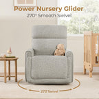 CHITA Power Swivel Glider Recliner Chair with Power Headrest, Light Grey