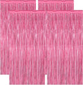 4 Pack Birthday Decorations, 3.28 FT x 7.05 FT Pink Backdrop, Metallic Happy Birthday Backdrop Fringe Curtains Party Streamer, Bachelorette Party Decorations Princes Birthday Party Decor