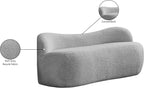 Meridian Furniture 119Grey Flair Collection Modern | Contemporary Boucle Fabric Upholstered Bench with Curved Back Design, Grey, 62" W x 23" D x 24" H
