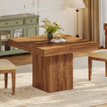 Tribesigns 39-Inch Square Dining Table for 4, Farmhouse Small Kitchen Dinner Eating Table with Sturdy Pedestal Base, Wooden Dining Room Furniture for Dining Room, Kitchen, Apartments (Walnut)
