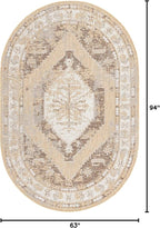 Unique Loom Outdoor Traditional Collection Area Rug - Valeria (5' 3" x 7' 10" Oval, Natural/ Ivory)