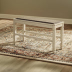 Signature Design by Ashley Bolanburg Double Upholstered Bench, Counter Height, Whitewash
