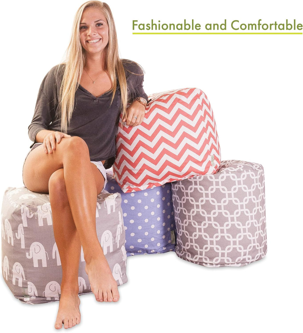 Majestic Home Goods Aquamarine Small Polka Dot Indoor Bean Bag Ottoman Pouf 16" L x 16" W x 17" H