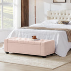 Mangodan 48" Ottoman with Storage, Soft Storage Ottoman Bench for Bedroom, Tufted Upholstered Window Benches, End of Bed Bench for Living Room, Entryway Bench with Seating, Foot Rest, Pink