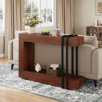 Einhomn 42.5" Console Table Behind Couch, 2-Tier Narrow Entryway Table with Storage, Wood Sofa Tables for Entrance/Hallway/Living Room/Foyer, Walnut Brown