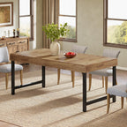 Tribesigns Farmhouse Dining Table for 4-6 People, 55 Inches Industrial Rectangular Kitchen Dinner Table with Heavy-Duty Metal Legs for Home, Dining Room, Small Space, Rustic Brown
