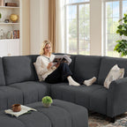 102" Convertible Sectional Sofa Couch, L Shaped Couch with Back Cushions, Modern Upholstered 6-Seat Reversible Sofa Set for Living Room, Apartment, Office, Dark Grey