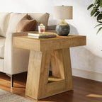 Tribesigns 24" Modern Side Table, 2-Tier Narrow Wooden End Table with Trapezoid Base, Farmhouse Small Nightstand for Living Room, Bedroom, Natural Wood Color