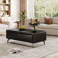 47 Inches Ottoman with Storage, Rectangle Faux Leather Ottoman Bench/Footrest/Shoes Bench, Upholstered Coffee Table for Living Room, Bedroom, Entryway, Black