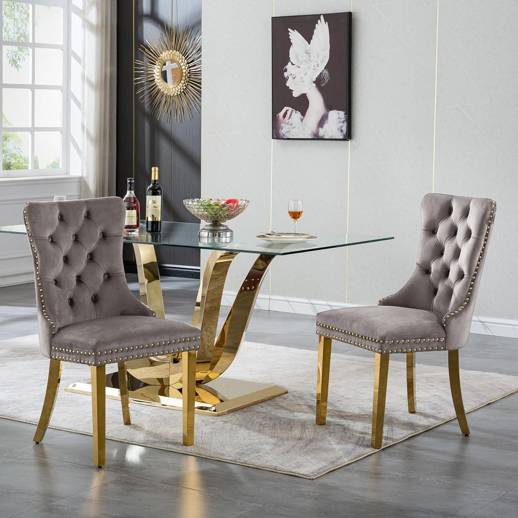 HomVent 70'' Glass Dining Table Set for 6, Modern Rectangle Glass Kitchen Table Set for 6, Kitchen Table and Chairs Set for 6 for Living Room,Kitchen