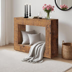 47" Farmhouse Console Table - Long Sofa Table Behind Couch, Wooden Entryway Table for Living Room, Hallway, Entrance, Rustic Rectangular Design, Brown