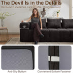 119" Couch, Cloud Sectional Couch with Deep Seat, High-Density Memory Foam and Chaise, Sectional L Shaped Sofa, Couches for Living Room, No Assembly Required Tufted Sofa, Dark Grey