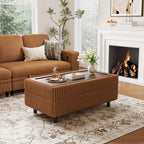 LINSY HOME Sectional Sleeper Sofa Storage Ottoman Bench, Convertible Coffee Table Plush Corduroy Couch Ottoman Footstool for Living Room, Bedroom Entryway and Family Room, Brown