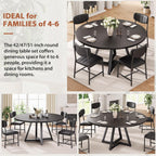 Jocoevol 51" Round Dining Table Kitchen Dining Room Circle Dinner Pedestal Table for 4 6 8, Space Saving Wood Kitchen & Dining Room Furniture (Black)