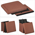 Relaxdays Stool with Storage Space, Foldable, Soft, Padded, Square, Fabric, Cube, HxWxD: 37 x 37.5 x 37.5 cm, Brown