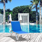 Domi Patio Lounger Chair Outdoor,Pool Lounge Chair, Blue | Adjustable Backrest,Stackable,Aluminum Chaise Lounge for Beach, Yard, Balcony, Poolside
