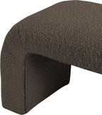 Meridian Furniture 169Brown Niagara Collection Modern | Contemporary Boucle Fabric Upholstered Bench with Rich Brown Boucle Fabric, Curved Contemporary Design, 28" W x 15.5" D x 17.5" H, Brown