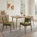 KISLOT Dining Chairs Set of 2, Ergonomic Upholstered Wood Chairs, Green | Mid Century Modern Dining Room Chairs, Ergonomic Farmhouse Kitchen Chairs with Solid Rubber Wood Frame, Antique Walnut Leg