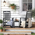 Outdoor Oversized Rocking Chairs Set of 2, HDPE All-Weather Resistant, Front Porch Rockers, Black