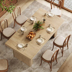 Tribesigns 63 Inches Farmhouse Dining Table for 6, Modern Kitchen Table with Fluted Line for Dining Room, Living Room, Natural