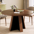 iPormis 47-Inch Round Dining Table for 4-6 People, Modern Wooden Kitchen Table for Dining Room, Farmhouse Circle Dinner Tables Furniture for Kitchen Living Room, Walnut Brown