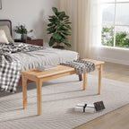 100% Solid Oak Wood Dining Bench Entryway Bench Midcentury End of Bed Bench, Outdoor Bench,Rustic Home Décor Furniture Natural Wooden Slab Bench for Bedroom Household Dining Table (Natural)