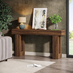 Tribesigns 63-Inch Long Console Table, MDF Wood Grain Rectangular Sofa Table Behind The Couch, Farmhouse Entryway Table for Entrance, Hallway, Living Room (Rustic Brown)