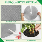 6pc 15.7" Plant Pot Covers Custom Cut Plant Pot Grids to Protect Soil from Animals for Indoor & Outdoor Potted Plants by Preventing Soil Damage Includes 18 Securing Stakes
