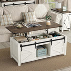 Furnihold Farmhouse CoffeeTable Set of 3, Living Room 3 Pieces Coffee Table Set, End Table Set of 2 with Charging Station and Lift Top Coffee Table with Storage for Home Office, Brown Top