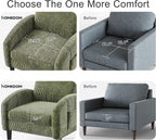 Homkdom Accent Chair with Side Pockets & Ergonomic Backrest,Green | Corduroy fabric, 6.3" thick cushion with pocket coil springs. Solid wood frame, 300 lbs capacity. Fits any small space.