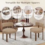 Wooden Dining Chairs Set of 6, Upholstered Kitchen Chairs with Solid Wood Legs, Mid Century Dining Room Chair with Ergonomic Curved Backrest for Kitchen Dining Vanity, Camel