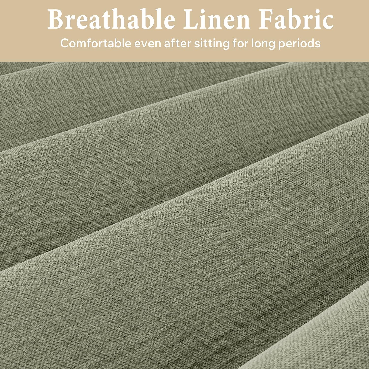 Dining Chairs Set of 6,Modern Dining Room Chairs with Thick Cushions,Linen Upholstered Kitchen Dining Chairs with Wood Legs for Kitchen Dining Room Living Room,Green