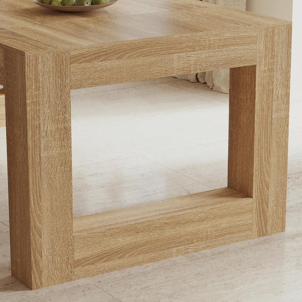 FUFU&GAGA Large Farmhouse Dining Table for 6-8 People, 78.7” Rectangular Wood Dinner Table for Kitchen Dining Room Conference Room, Natural Oak, 78.7”W x 39.4”D x 29.5”H