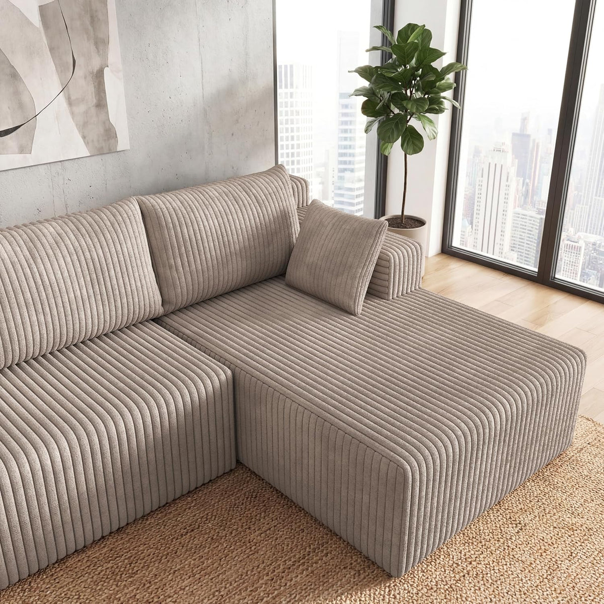 124 Inch Oversized Sectional Sofa Cloud Couch for Living Room - Symmetrical U Shaped Modular Couches Set with Double Chaise, No Assembly Floor Compression Sofa & Couch