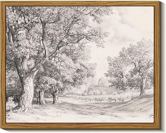 InSimSea Framed Wall Art for Living Room Tree Forest Canvas Art Wall Decor Retro Farmhouse Artwork Watercolor Landscape Picture Prints Rustic Gallery Boho Vintage Botanical Bedroom Office Decor 8x10In