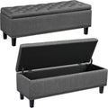 Yaheetech 49in Square Storage Ottoman Coffee Table with Nailhead, Dark Gray | Button-Tufted Linen-Look Fabric Bench, 3.5C Storage Space, Wood Legs, Metal Hinges, for Bedroom Foot of Bed Living Room