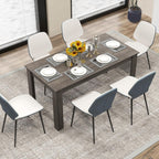 63“ Large Dining Table for 4-6 People, Rectangular Dining Room Table, Wooden Kitchen Table with L-Shaped Legs, Modern Farmhouse Dinette Table for Restaurant, Living Room, Family