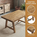 Rustic Dining Table for 4-6 People, 59" Farmhouse Rectangular Kitchen Table, Reclaimed Solid Wood Dining Room Table with Trestle Base for Kitchen/Dining Room, Home Office, Rustic Brown