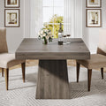 Tribesigns Square Dining Table for 4, 31.5-Inch Small Kitchen Table with Sturdy Pedestal Base, Farmhouse Dinner Table for Dining Room, Living Room, Kitchen, Light Gray