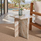 SAFAVIEH Couture Collection Adriano White/Brown 2-Leg Marble Accent Table (Fully Assembled)